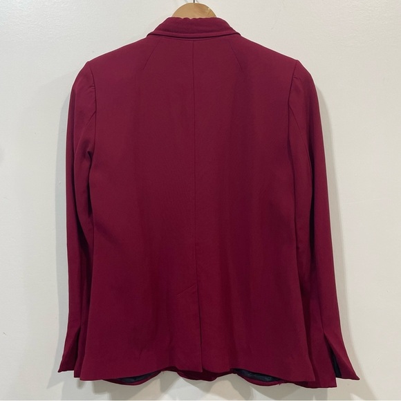 A.L.C. Lined Button Front Luxury Business Woman Dark Red Cherry Blazer Size 6 - Picture 2 of 7